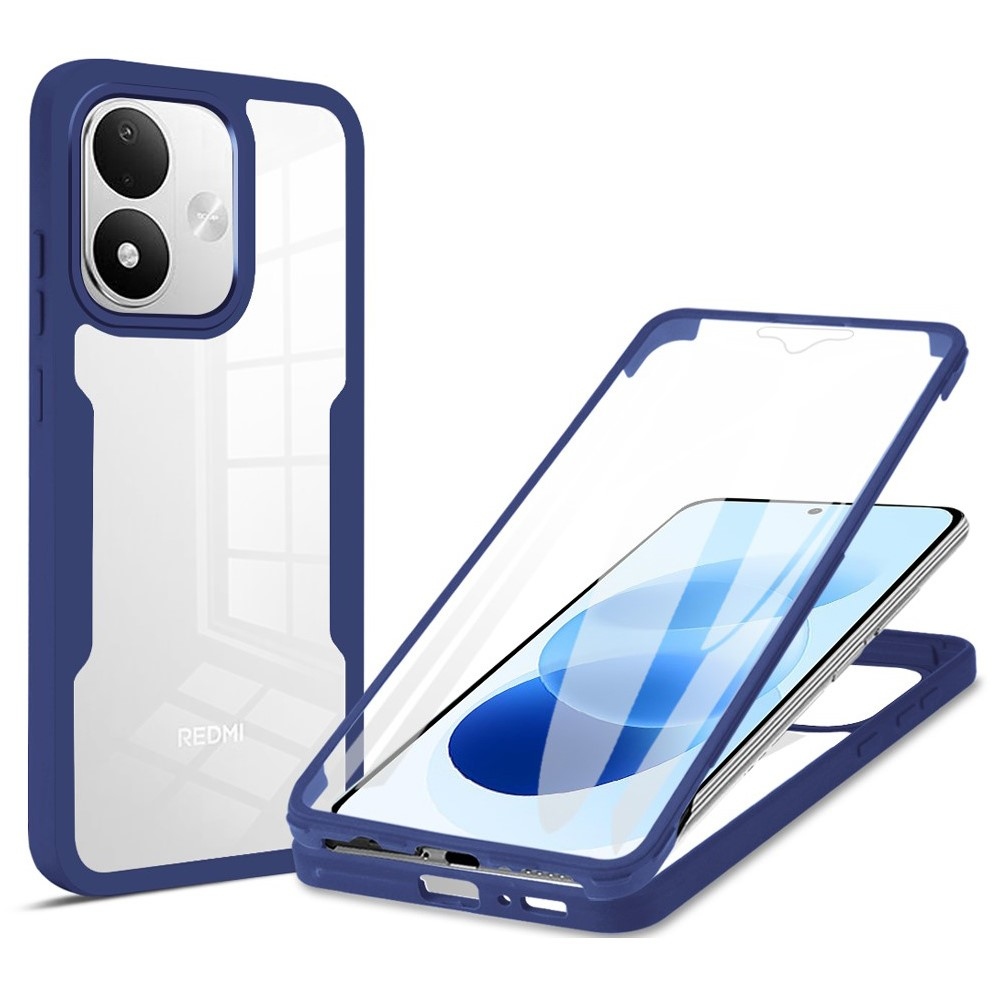 Acryl gélový obal s rámčekom pre ochranou displeja na Xiaomi Redmi Note 17 4G/5G - modrý