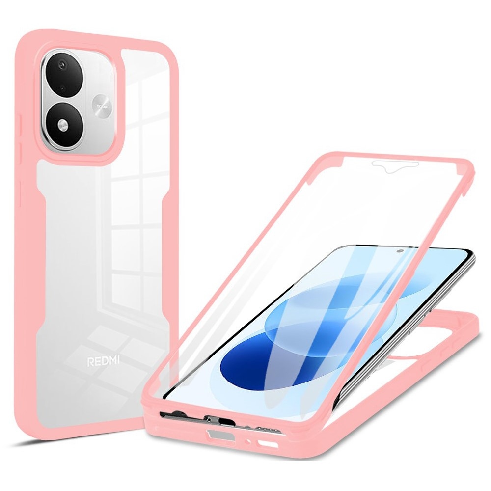 Acryl gélový obal s rámčekom pre ochranou displeja na Xiaomi Redmi Note 17 4G/5G - ružový