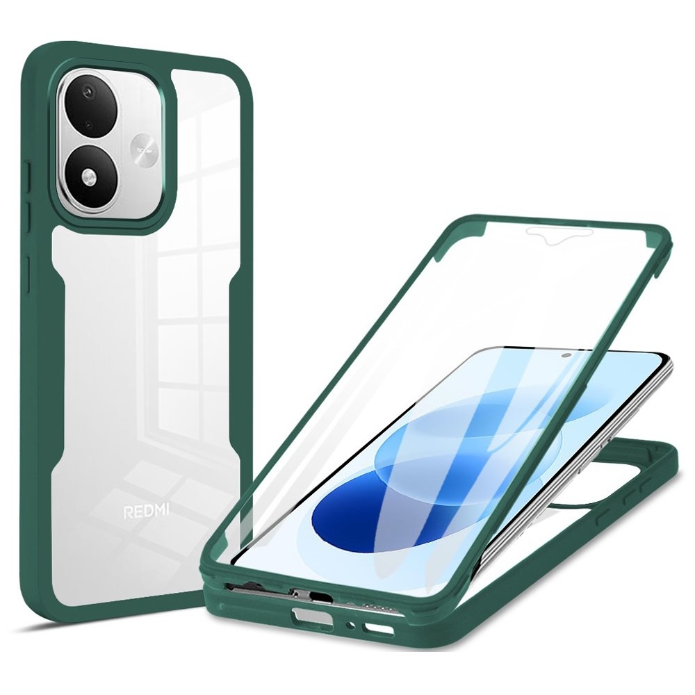 Acryl gélový obal s rámčekom pre ochranou displeja na Xiaomi Redmi Note 17 4G/5G - zelený