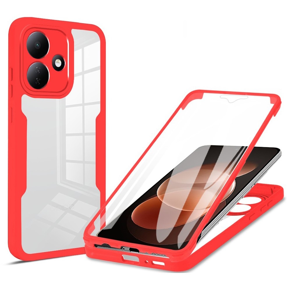 Acryl gélový obal s rámčekom pre ochranou displeja na Xiaomi Redmi Note 17 Pro 5G - červený