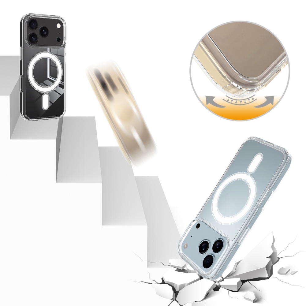 Acryle gélový obal s pevným chrbtom a MagSafe na iPhone 18 Pro Max/17 Pro Max - priehľadný