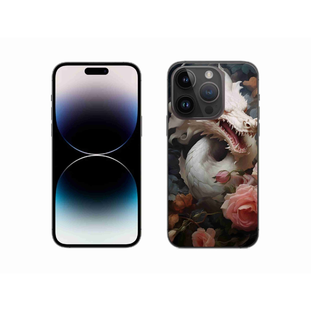 Gélový kryt mmCase na iPhone 14 Pro - biely drak