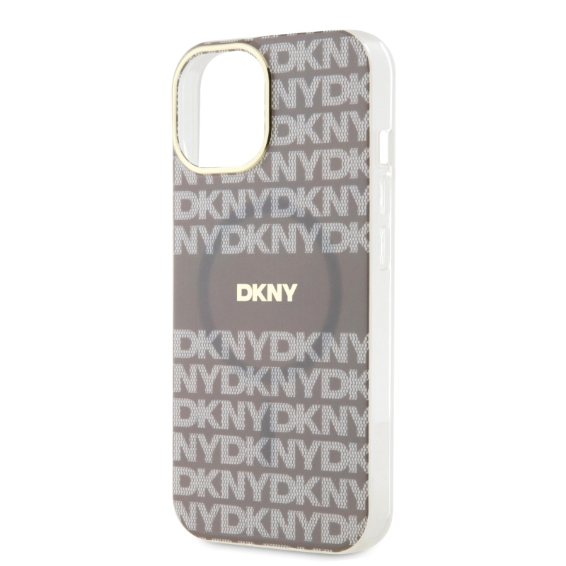 DKNY PC/TPU Repeat Pattern Tonal Stripe Magsafe Zadný Kryt pre iPhone 13 Beige