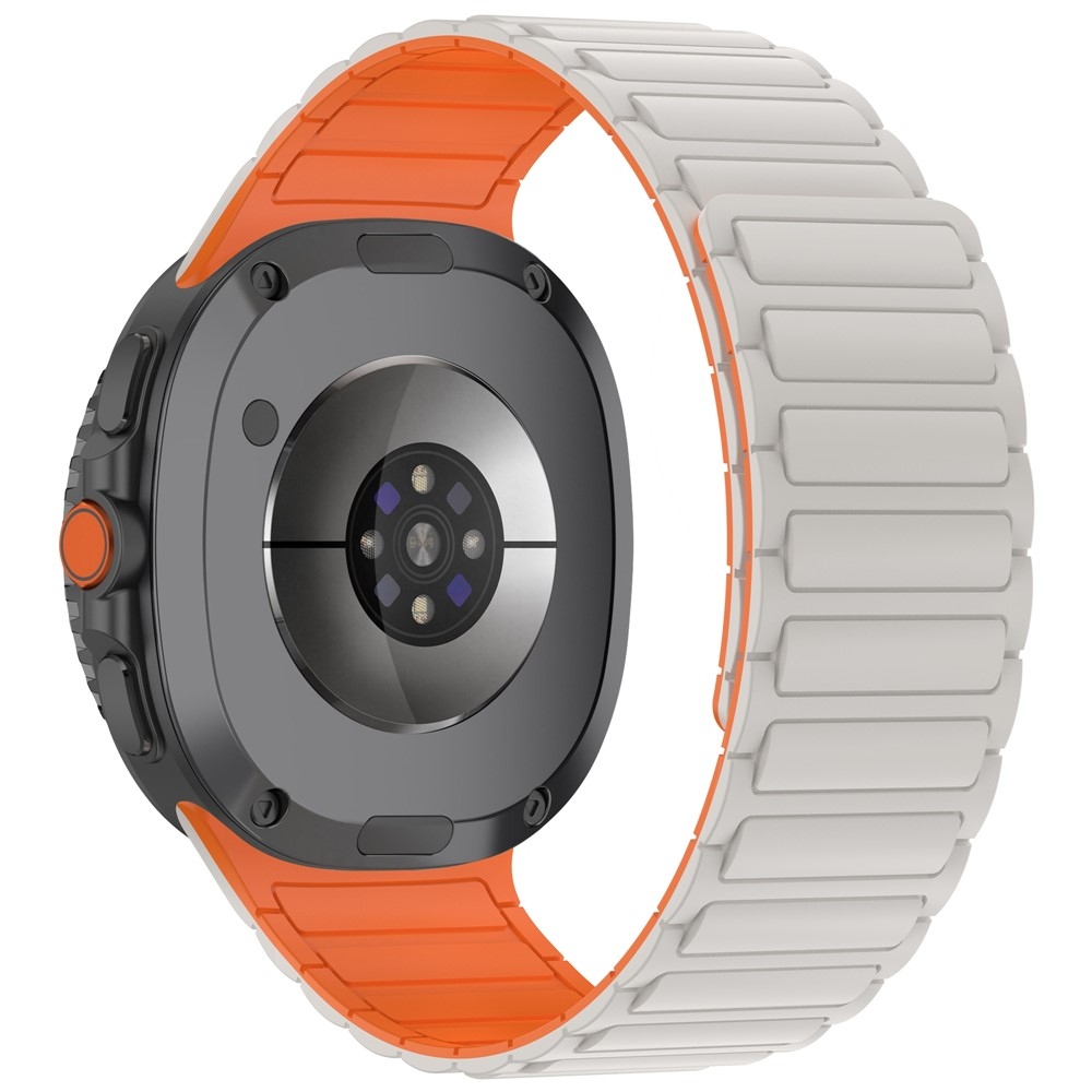 Adjust silikónový remienok na Samsung Galaxy Watch8 Classic 46mm/Watch8 44mm/40mm - béžový/oranžový