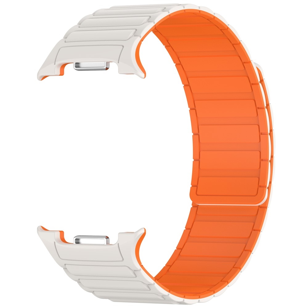 Adjust silikónový remienok na Samsung Galaxy Watch8 Classic 46mm/Watch8 44mm/40mm - béžový/oranžový