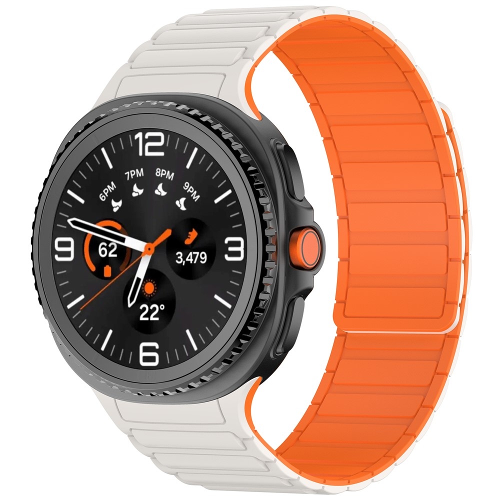 Adjust silikónový remienok na Samsung Galaxy Watch8 Classic 46mm/Watch8 44mm/40mm - béžový/oranžový