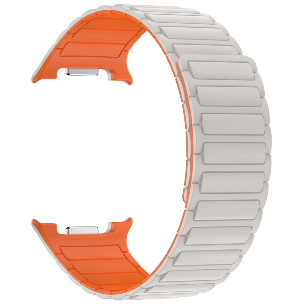 Adjust silikónový remienok na Samsung Galaxy Watch8 Classic 46mm/Watch8 44mm/40mm - béžový/oranžový
