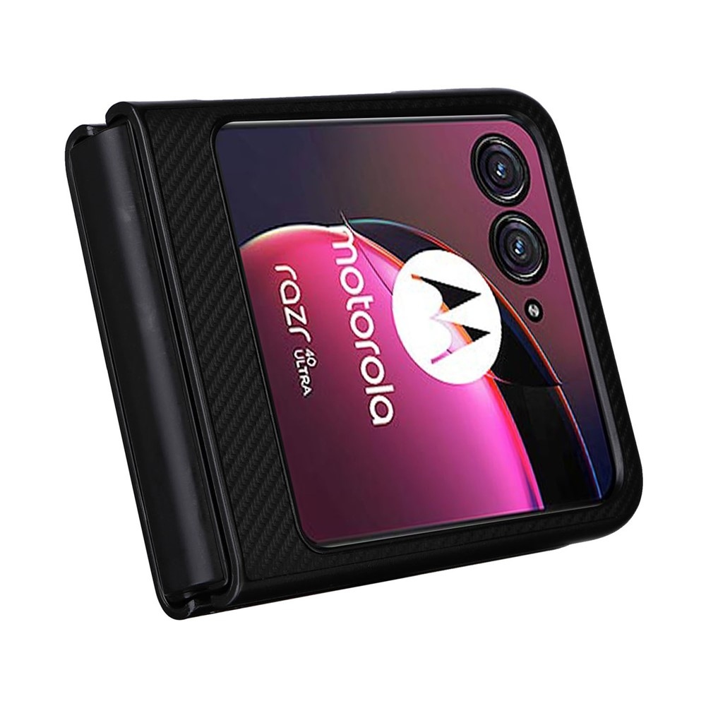 Textúry plastový kryt s umelou kožou na Motorola Razr 40 Ultra 5G - čierny