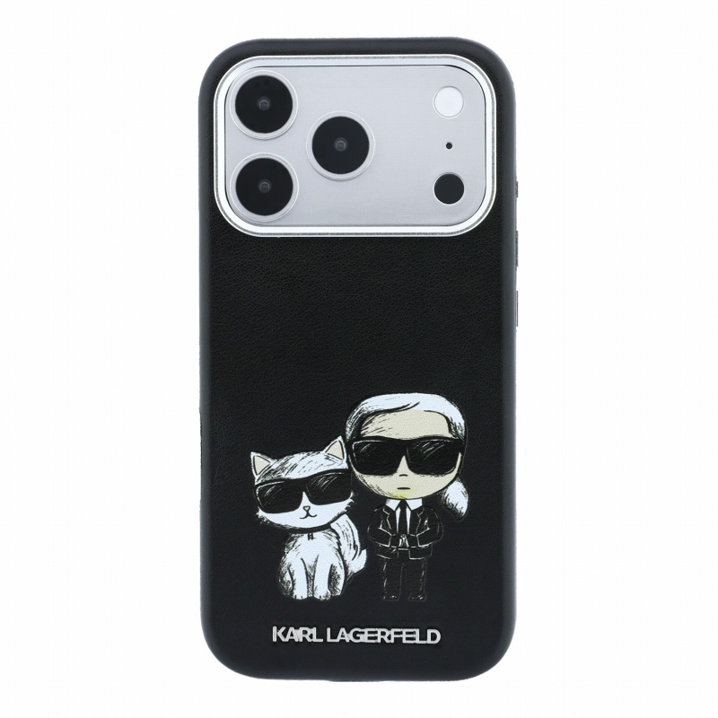 Karl Lagerfeld PU Semi Wrap Smooth Sketch Bodies Magsafe zadný kryt pre iPhone 18 Pro Max, čierny