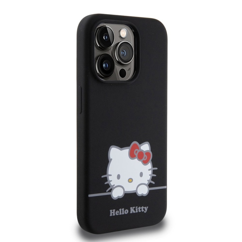 Hello Kitty Liquid Silicone Daydreaming Logo Zadný Kryt pre iPhone 15 Pro Black