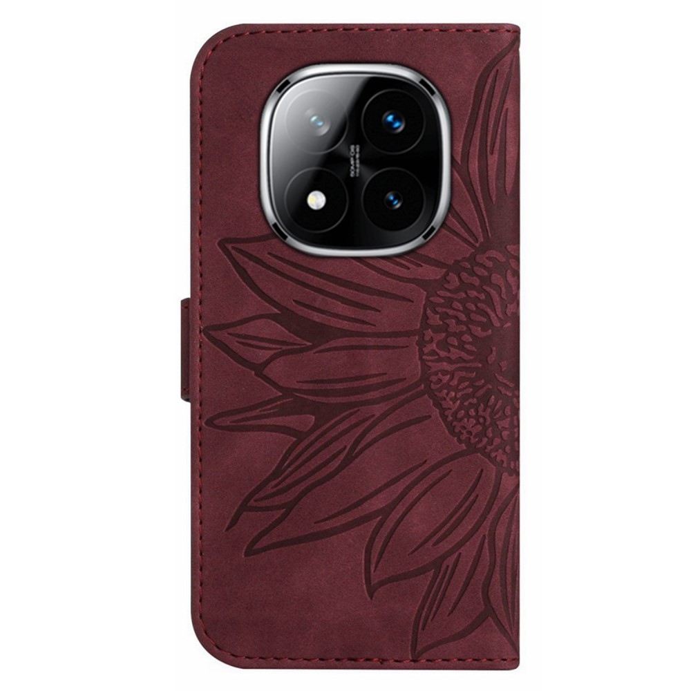 Sunflowers knižkové púzdro na Xiaomi Redmi Note 14 Pro - vínové