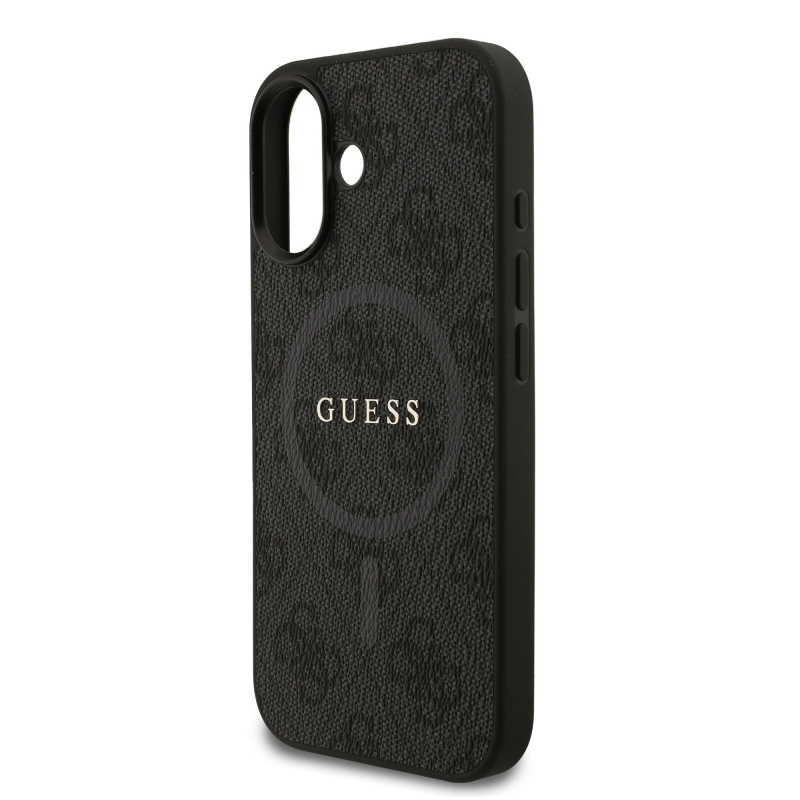 Guess PU kožený zadný kryt 4G Colored Ring MagSafe pre iPhone 17 Black