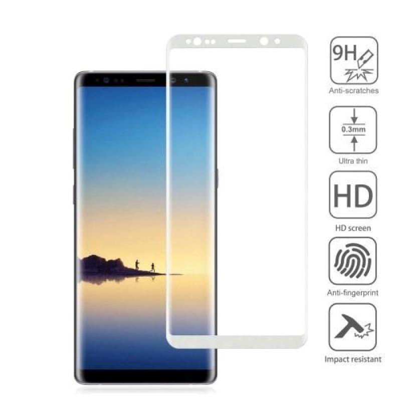 AGB celoplošné tvrdené sklo na displej Samsung Galaxy Note 8 - strieborný lem