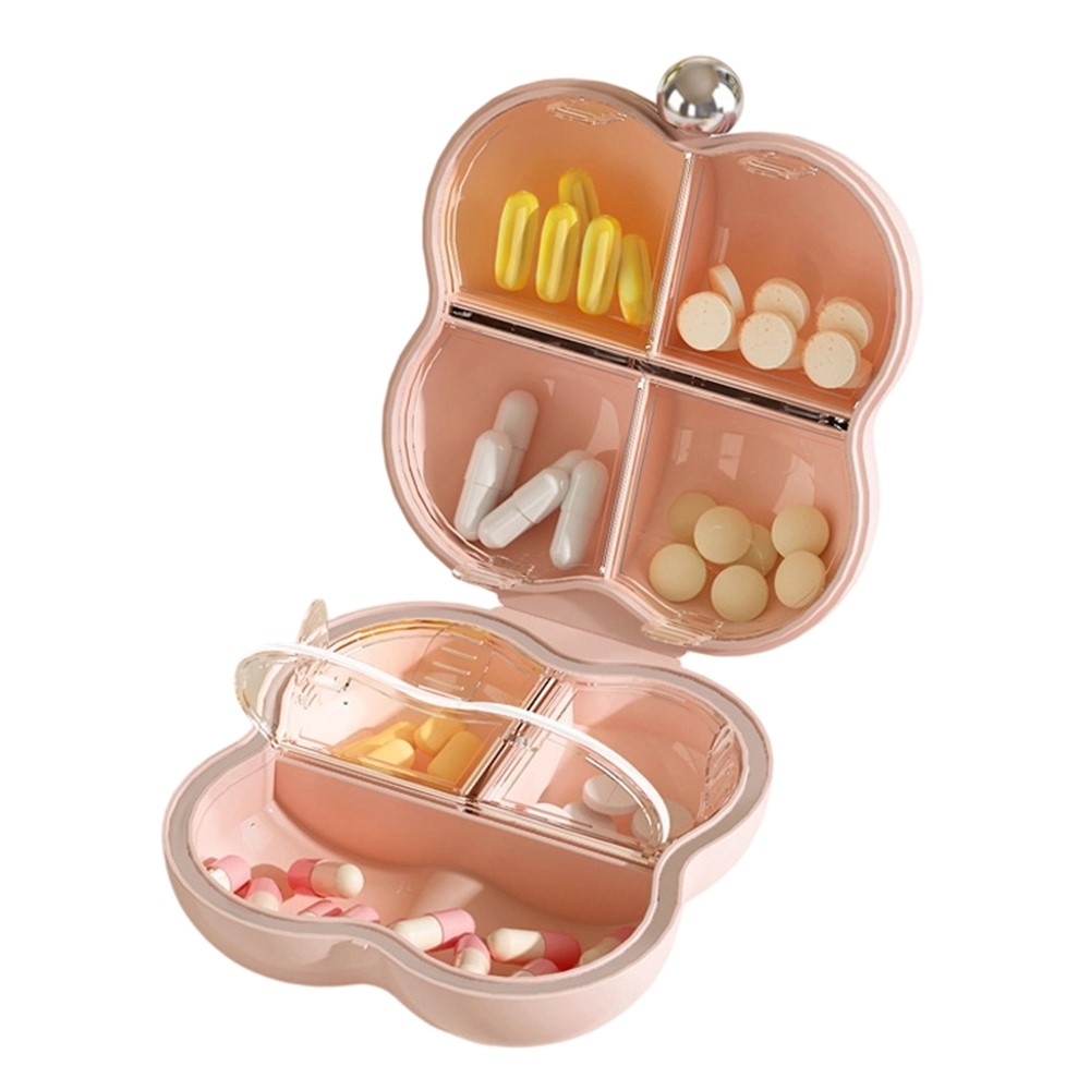 Mini organizér na lieky a šperky so 7 priehradkami - kvetinový ružový