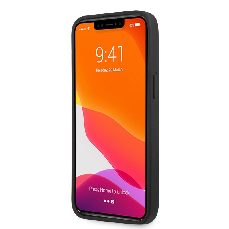 Zadný kryt BMW PU Triangles Tricolor Line pre iPhone 13 Pro Max Black