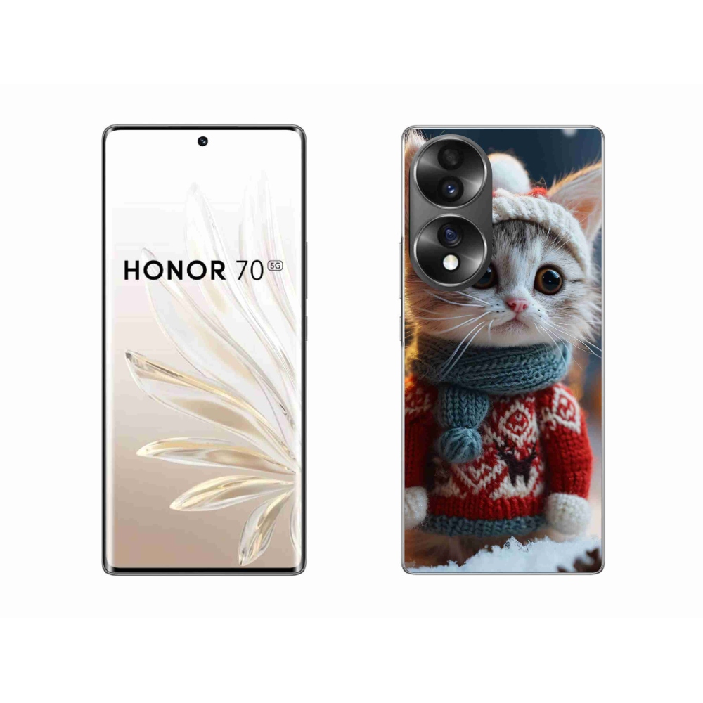 Gélový kryt mmCase na Honor 70 - mačiatko vo svetri