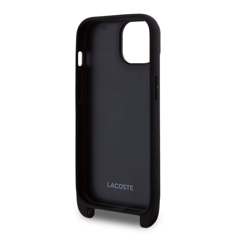 Lacoste Iconic Petit Pique Crossbody Strap Woven Logo Zadný kryt pre iPhone 15 Black