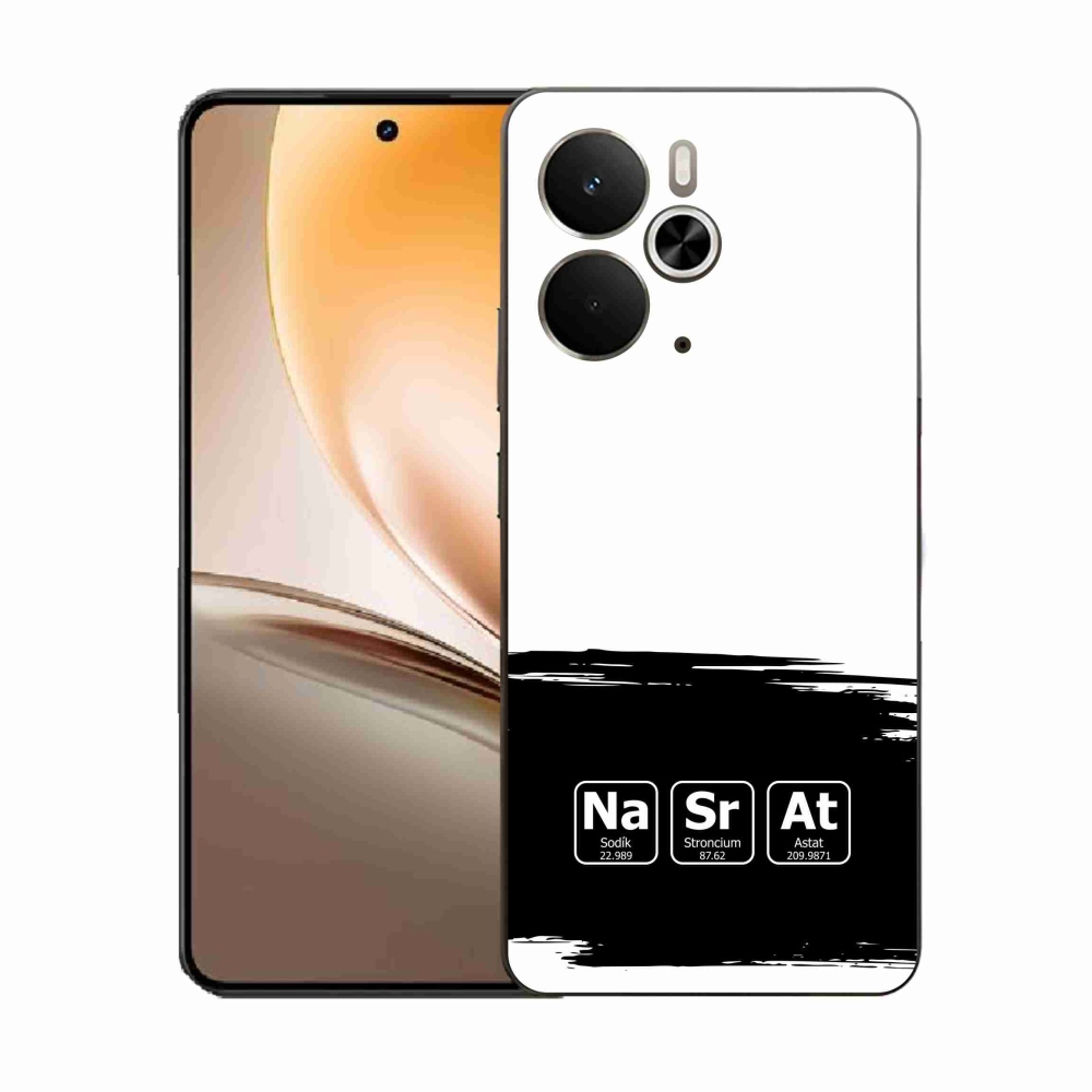 Gélový kryt mmCase na Realme 14 5G - chemické prvky čiernobiele pozadie