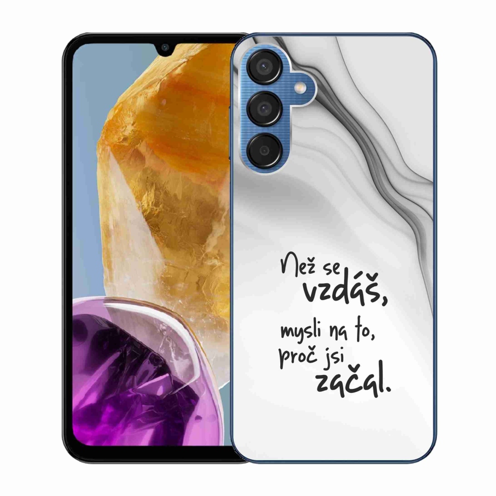 Gélový kryt mmCase na Samsung Galaxy M15 5G - citát 2 biele pozadie