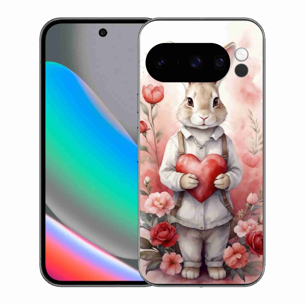 Gélový kryt mmCase na Google Pixel 10 Pro - zajac so srdiečkom