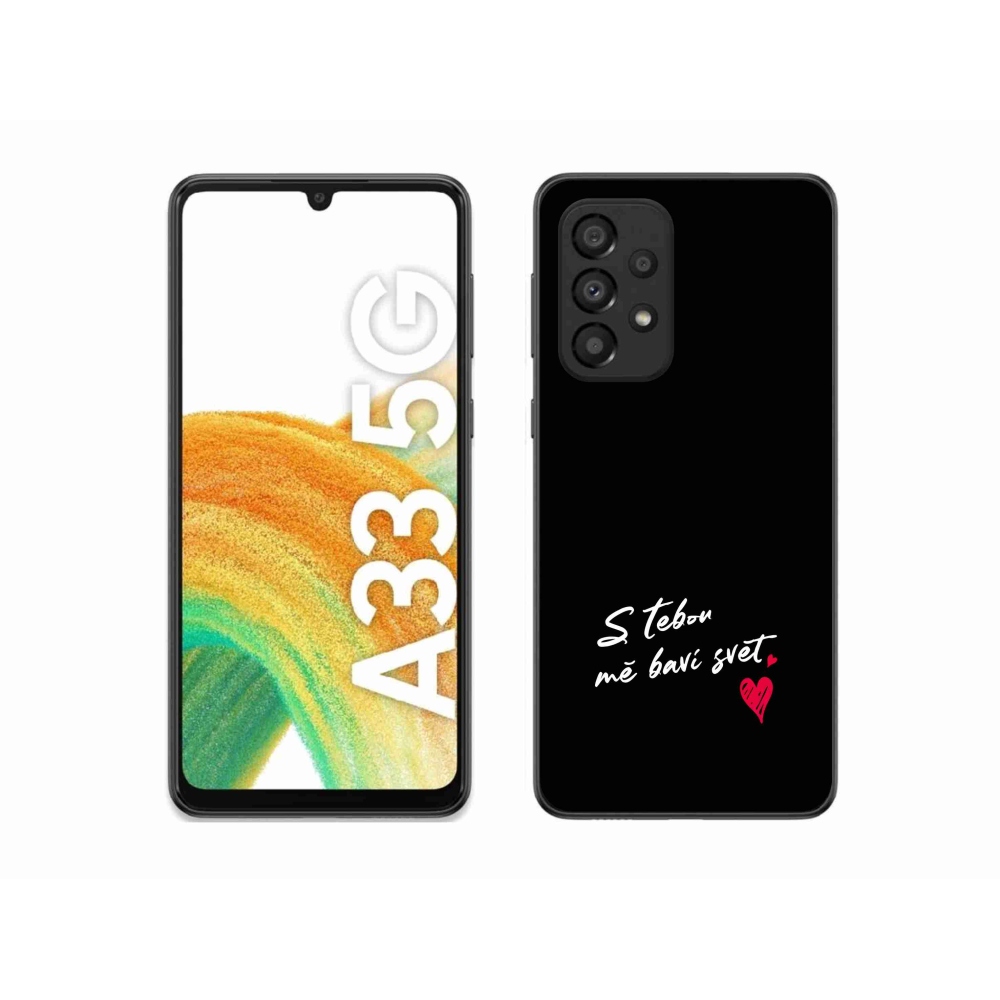 Gélový kryt mmCase na Samsung Galaxy A33 5G - zamilovaný text 1 čierne pozadie