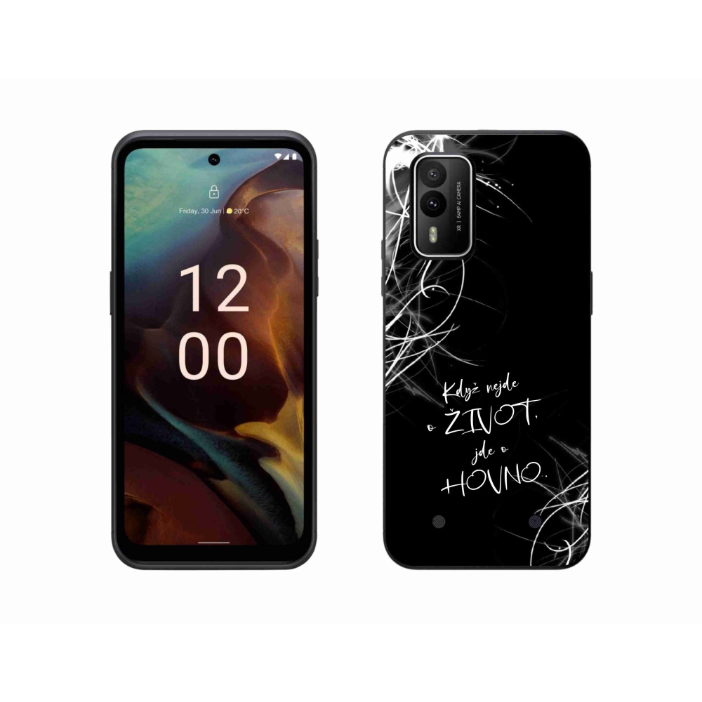 Gélový kryt mmCase na Nokia XR21 - vtipný text 16 čierne pozadie