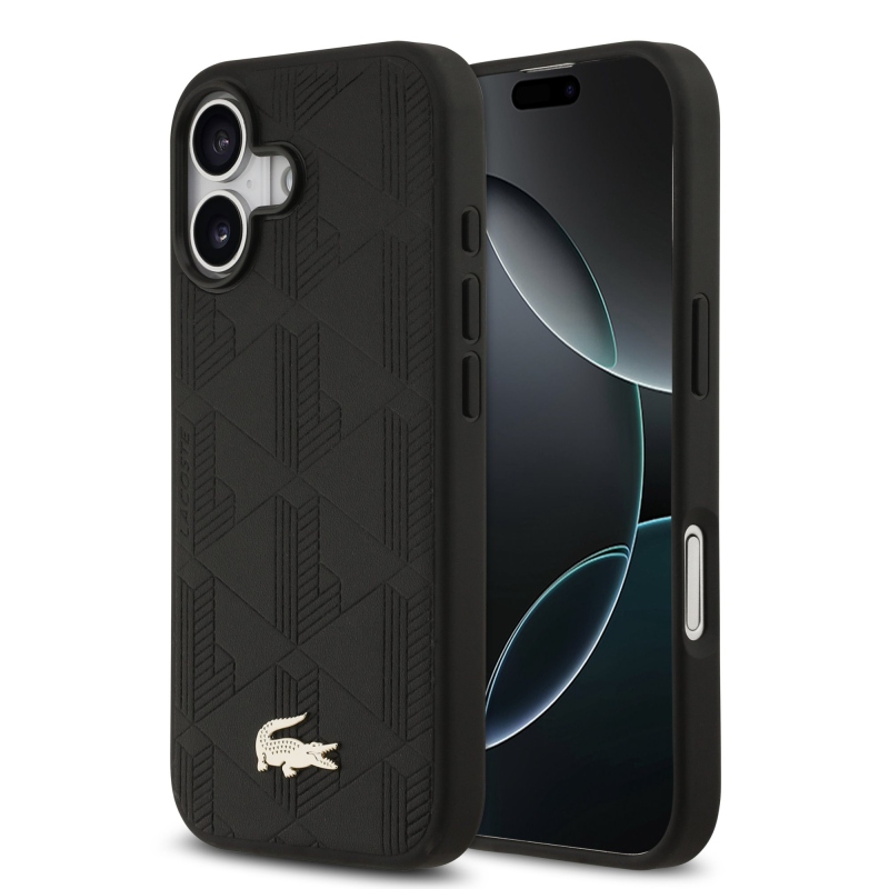 Lacoste PU Nomogram Gold Gold MagSafe Zadný Kryt pre iPhone 17 Black