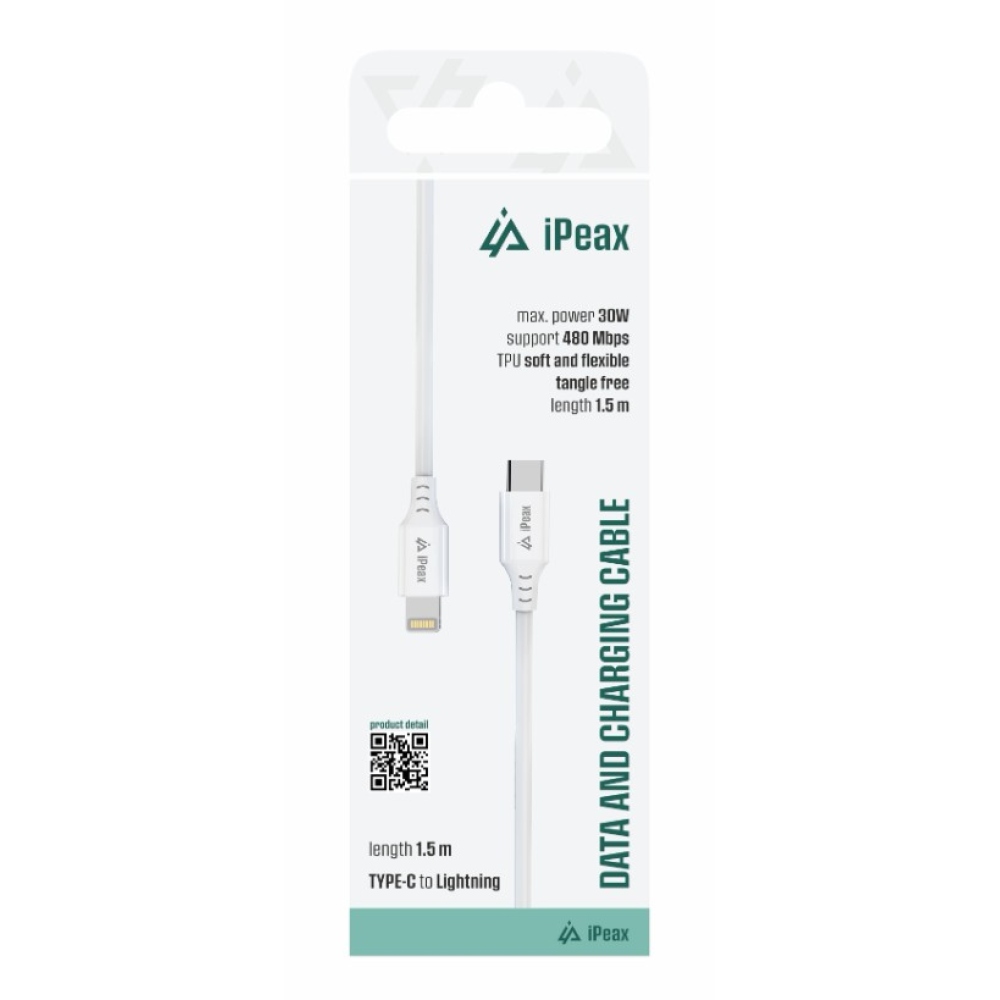iPEAX TPU kábel USB-C / lightning 1,5 m, USB 2.0 - biely