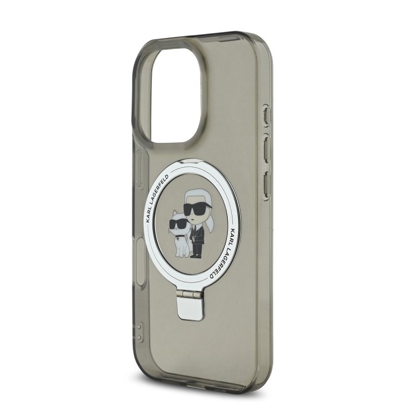 Karl Lagerfeld Ringstand Karl and Choupette MagSafe zadný kryt pre iPhone 16 Pro Max Black
