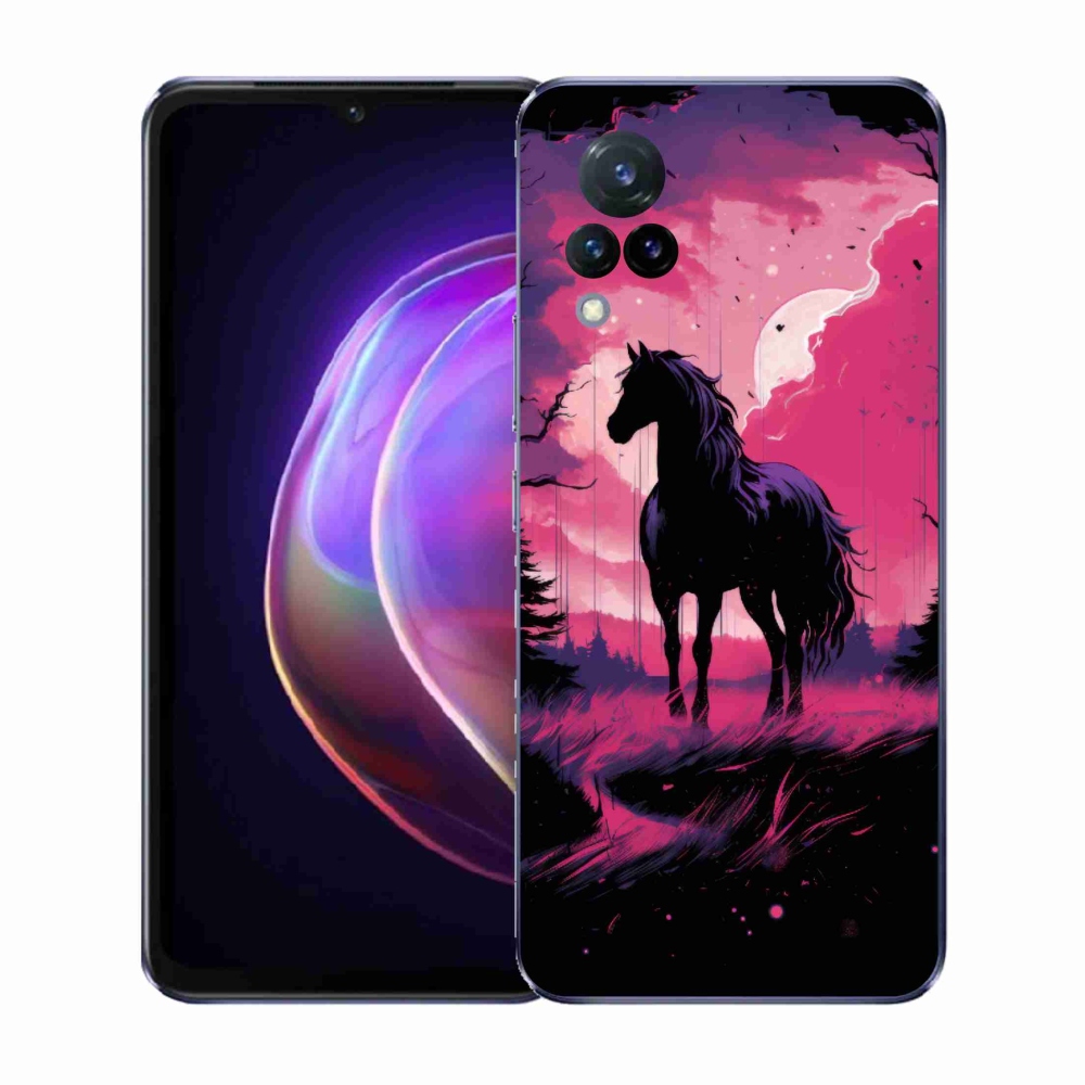 Gélový kryt mmCase na Vivo V21 4G/5G - čierny kreslený kôň 1