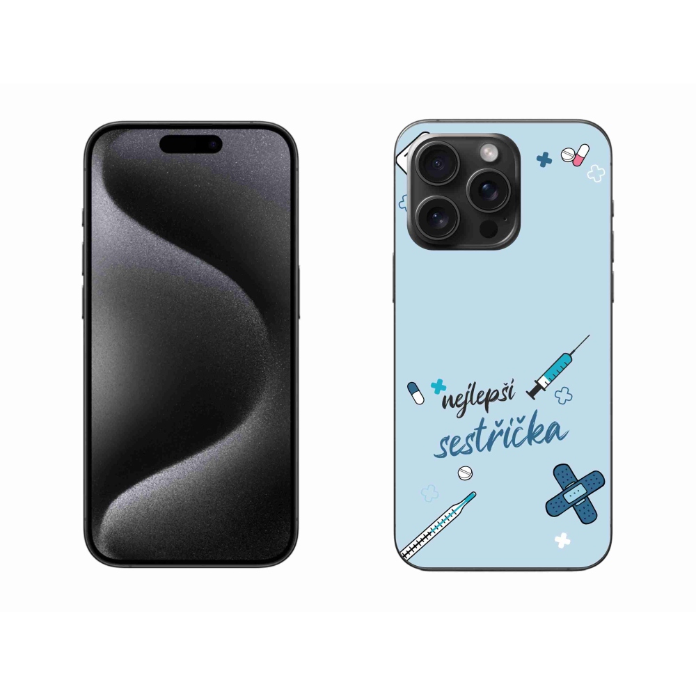 Gélový kryt mmCase na iPhone 15 Pro Max - najlepšia sestrička modré pozadie