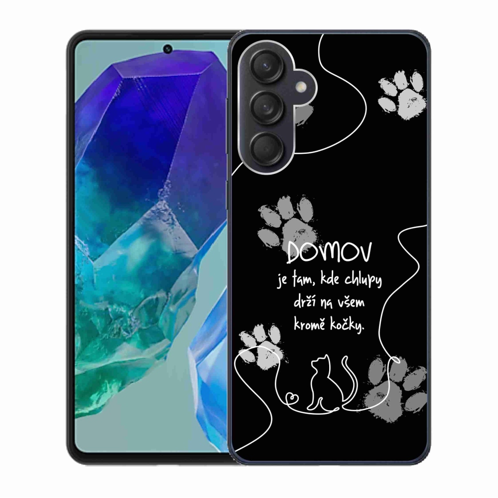 Gélový kryt mmCase na Samsung Galaxy M55 5G - mačacie motív čierne pozadie