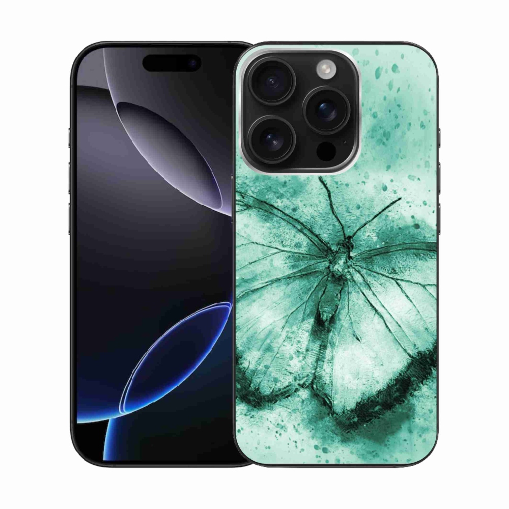 Gélový obal mmCase na iPhone 16 Pro - zelený motýľ