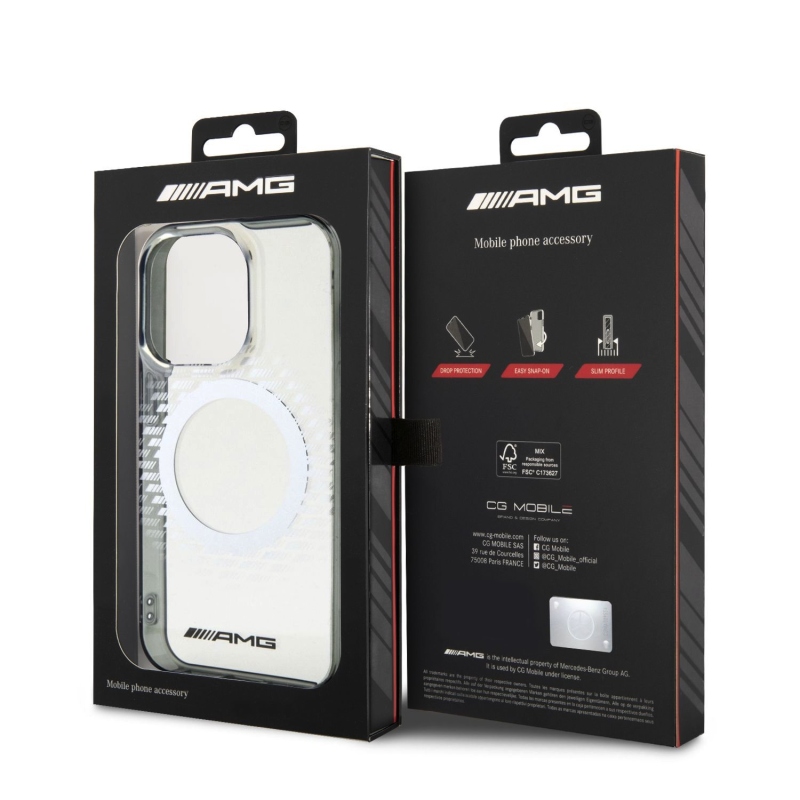 AMG PC/TPU Rhombuses Magsafe Zadný Kryt pre iPhone 15 Pro - priehľadný