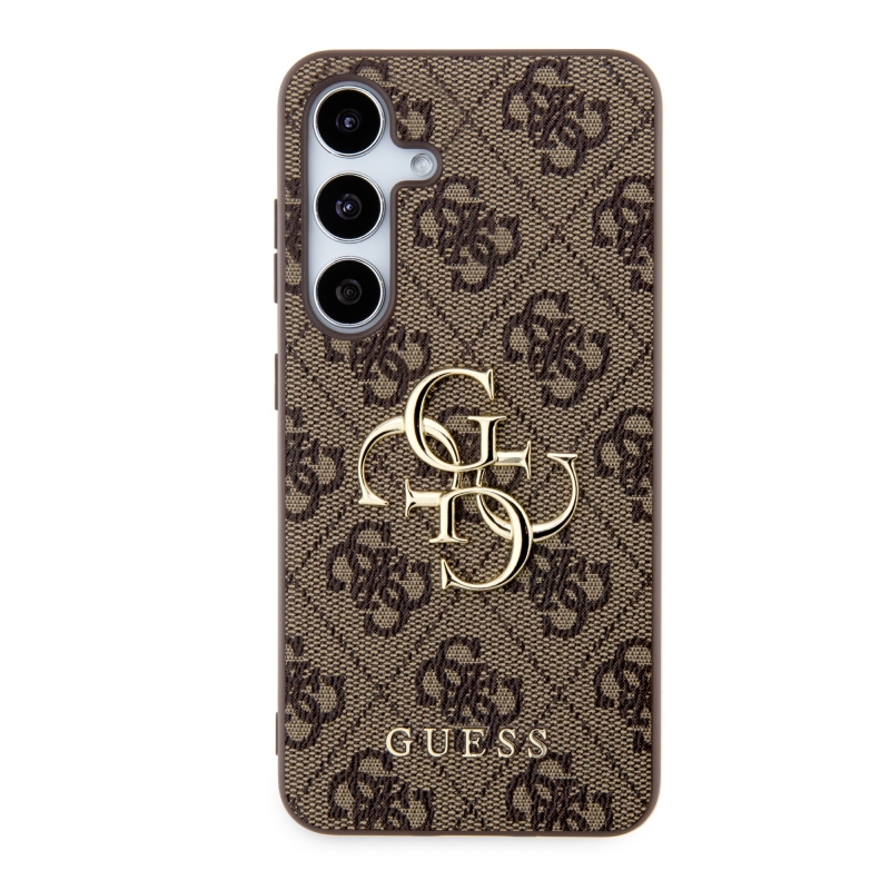 Guess PU 4G Metal Logo Zadný Kryt pre Samsung Galaxy S24 Brown