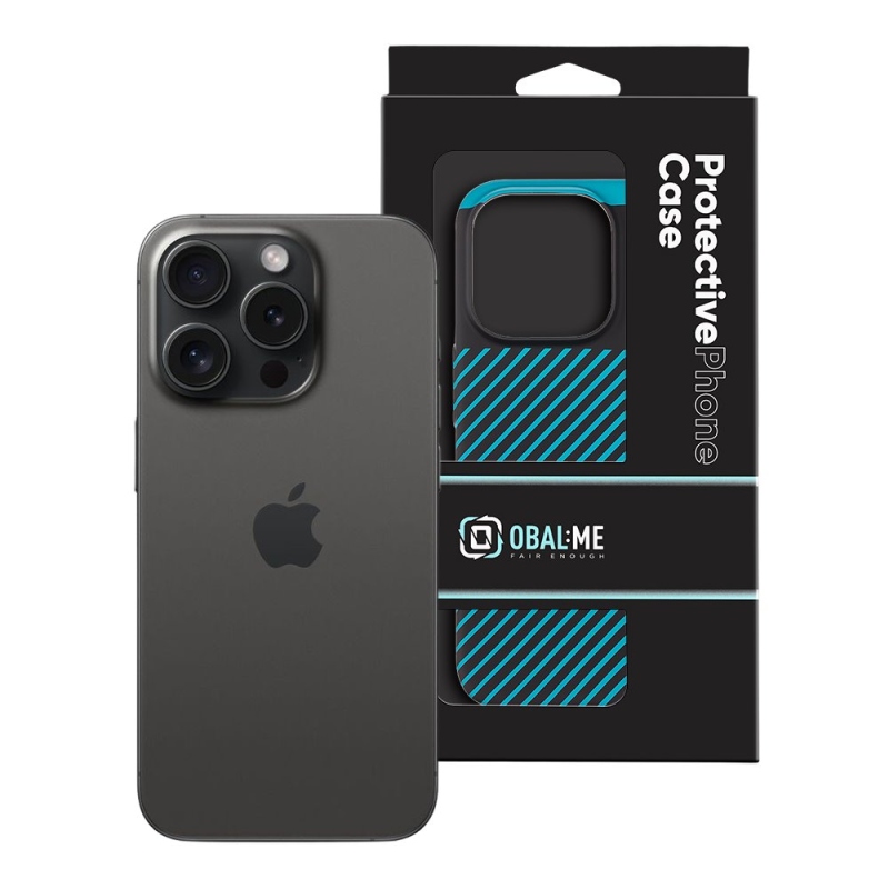 OBAL:ME Flossy Stripes Kryt pre Apple iPhone 15 Pro Black/Teal