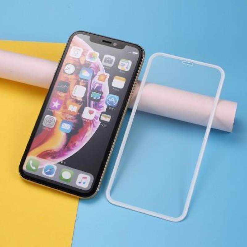 AMS celoplošné tvrdené sklo so silikónovým okrajom na mobil Apple iPhone 11 Pro 5.8 (2019) - biele