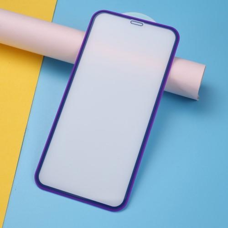 AMS celoplošné tvrdené sklo so silikónovým okrajom na mobil Apple iPhone 11 Pro 5.8 (2019) - fialové