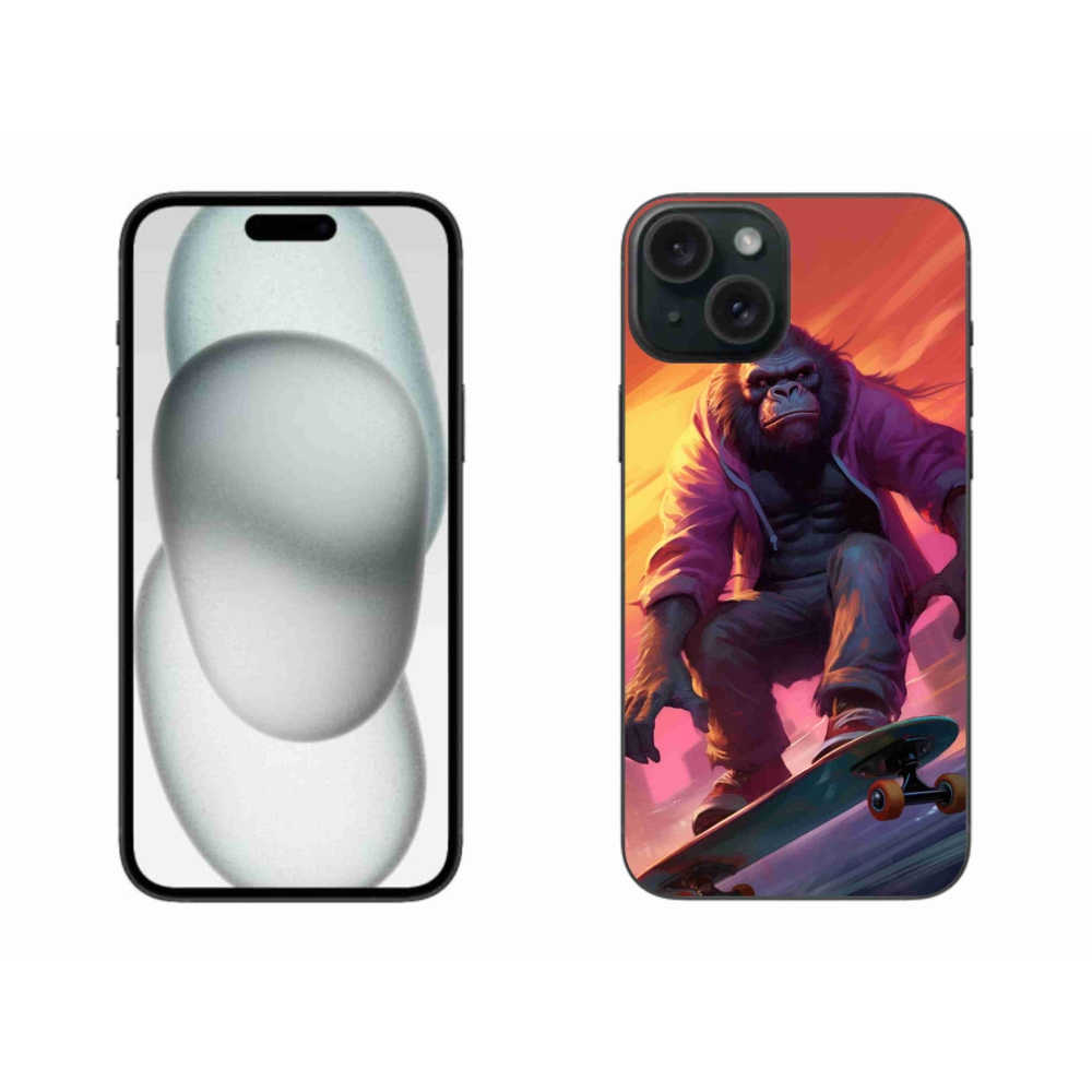 Gélový kryt mmCase na iPhone 15 Plus - gorila na skateboarde