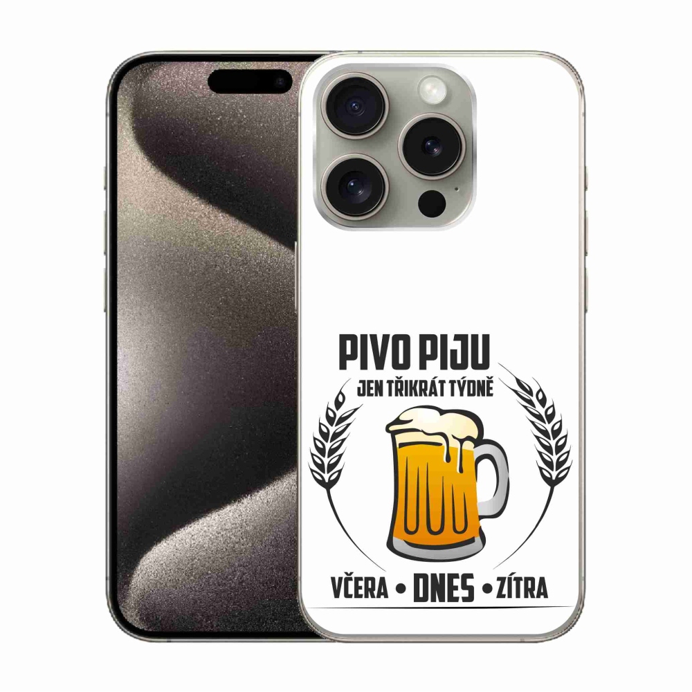 Gélový kryt mmCase na iPhone 15 Pro - pivný motív biele pozadie