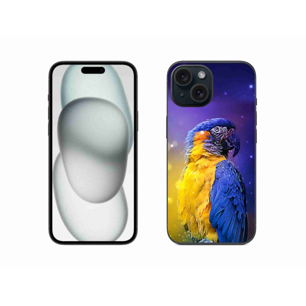 Gélový obal mmCase na iPhone 15 - papagáj ara 1