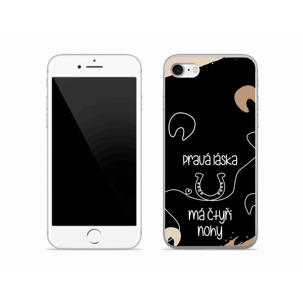 Gélový kryt mmCase na iPhone SE (2022) - konský motív čierne pozadie