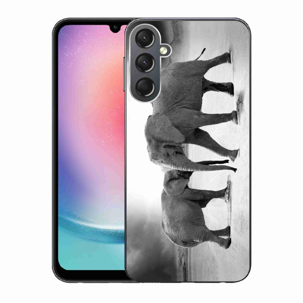 Gélový kryt mmCase na Samsung Galaxy A24 - čiernobieli slony