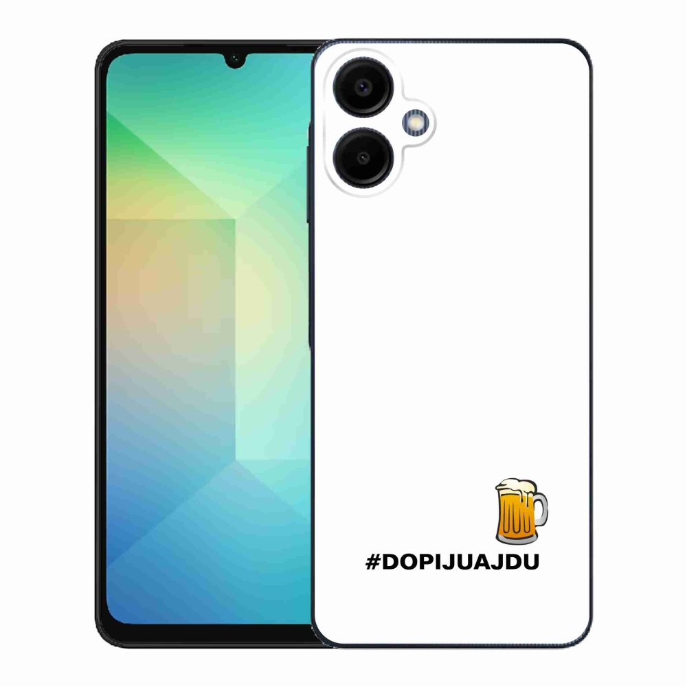 Gélový kryt mmCase na Samsung Galaxy A06 4G - pivný motív 1 biele pozadie
