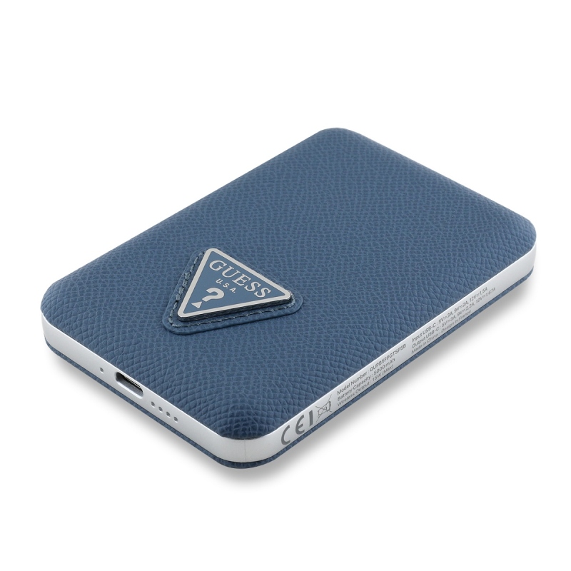 Guess PU Grained Triangle Logo MagSafe Powerbanka 5000mAh Blue