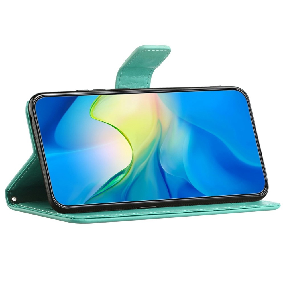 Flower knižkové púzdro na Samsung Galaxy A26 5G - modrozelené
