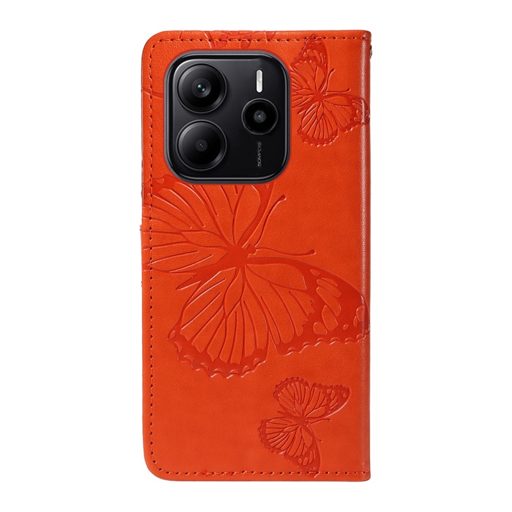 Big Butterfly knižkové púzdro na Xiaomi Redmi Note 14 - oranžové