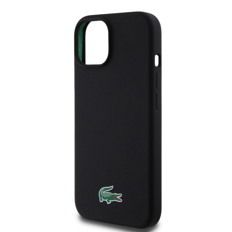 Lacoste Liquid Silicone Microfiber Croc Logo Magsafe Zadný kryt pre iPhone 15 Black