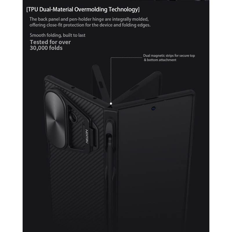 Nillkin CamShield Prop Zadný kryt s magnetickým otvorom na pero pre Samsung Galaxy Z Fold 7 Black