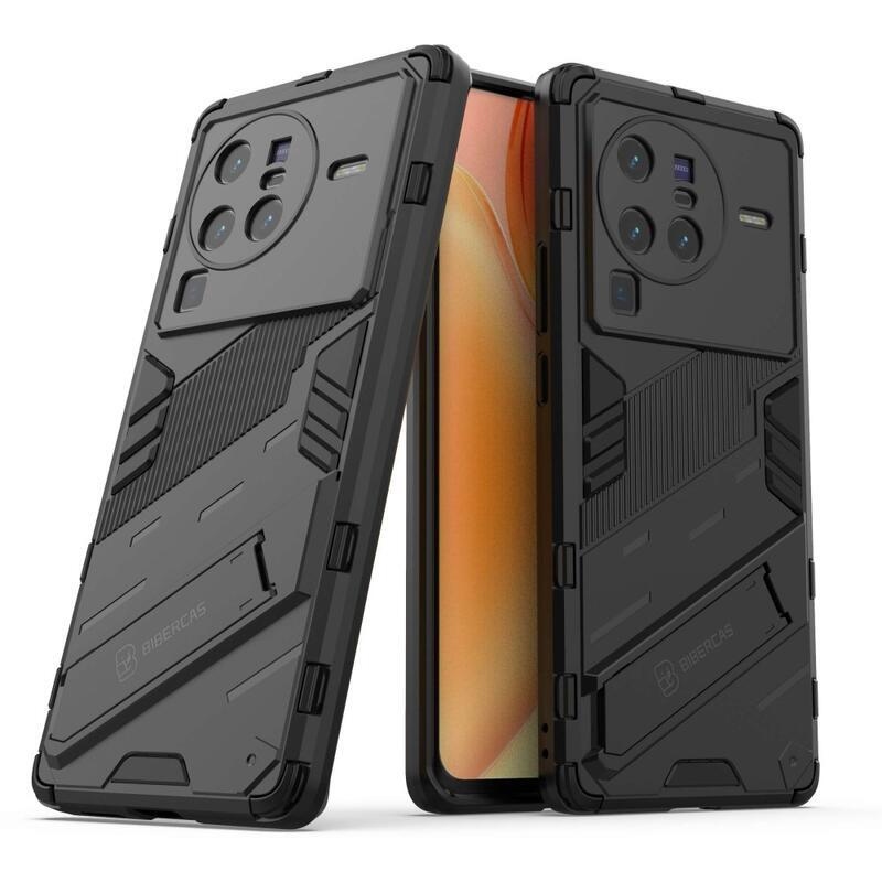 Armor hybridný odolný kryt s výklopným stojanom na mobil Vivo X80 Pro - čierny